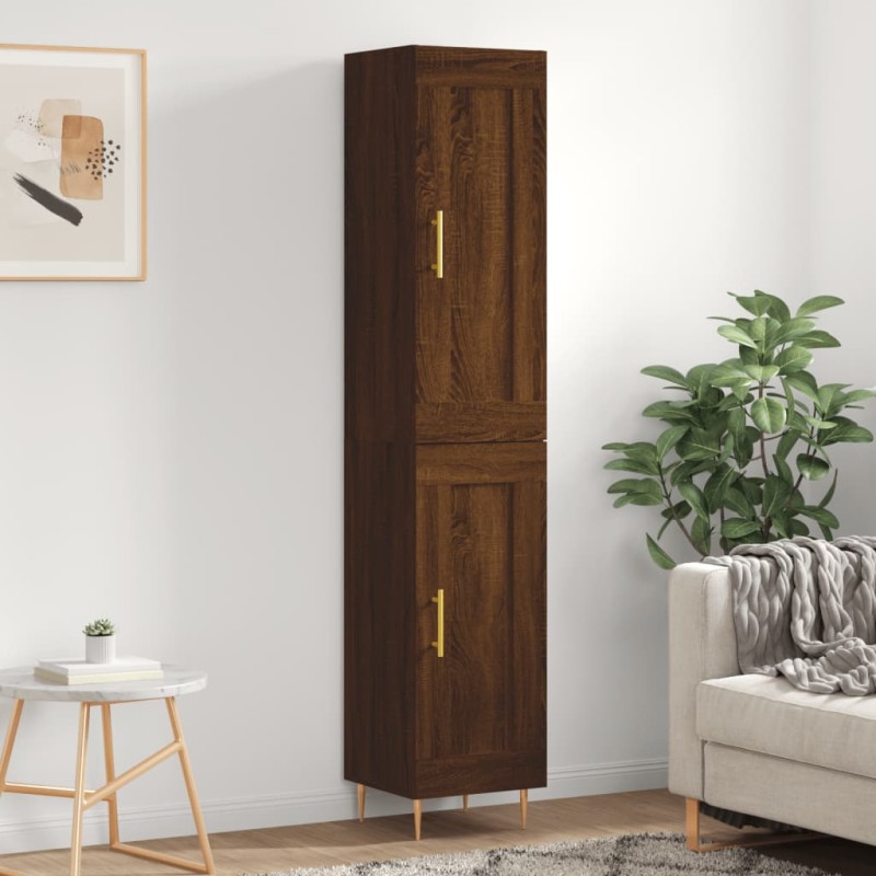 vidaXL Aparador alto madera contrachapada roble marrón 34,5x34x180 cm vidaXL Aparador alto madera contrachapada roble marrón 34,5x34x180 cm