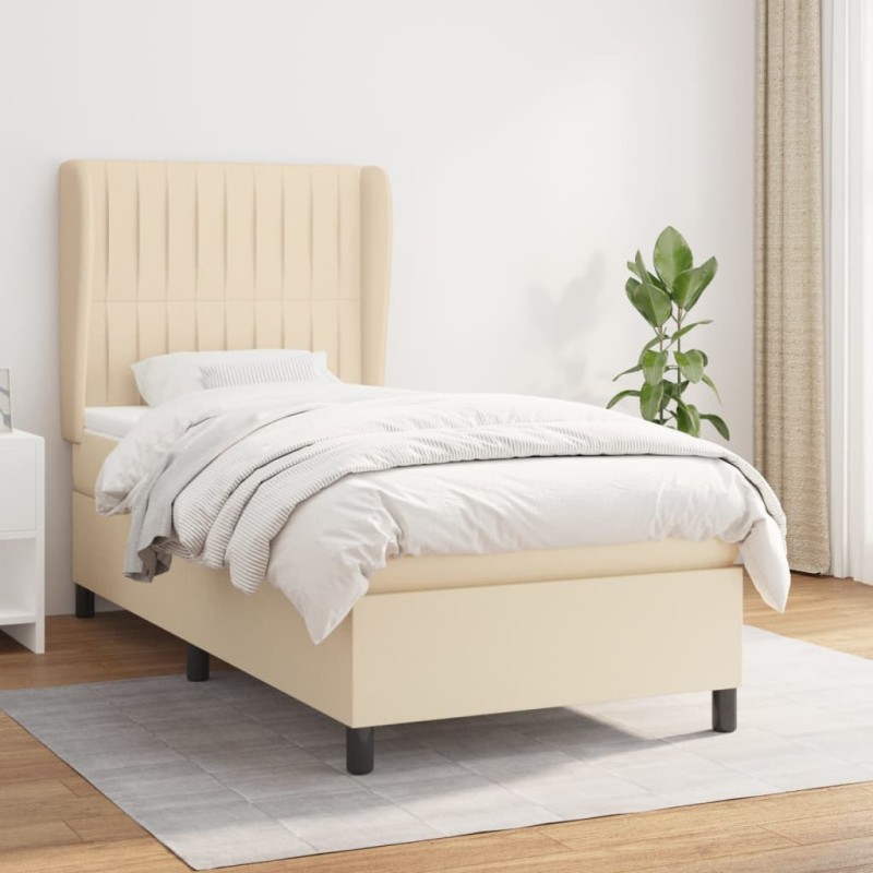 vidaXL Cama box spring con colchón tela color crema 80x200 cm vidaXL Cama box spring con colchón tela color crema 80x200 cm