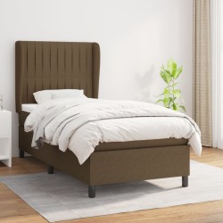vidaXL Cama box spring con colchón tela marrón oscuro 90x200 cm