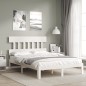 vidaXL Estructura de cama con cabecero madera maciza blanco 140x190 cm