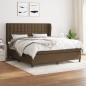 vidaXL Cama box spring con colchón tela marrón oscuro 180x200 cm