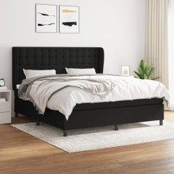 vidaXL Cama box spring con colchón tela negro 160x200 cm
