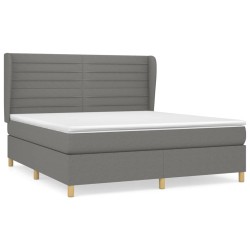 vidaXL Cama box spring con colchón tela gris oscuro 180x200 cm