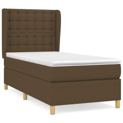 vidaXL Cama box spring con colchón tela marrón oscuro 80x200 cm