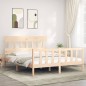 vidaXL Estructura de cama de matrimonio con cabecero madera maciza vidaXL Estructura de cama de matrimonio con cabecero madera maciza