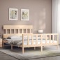 vidaXL Estructura de cama de matrimonio con cabecero madera maciza vidaXL Estructura de cama de matrimonio con cabecero madera maciza