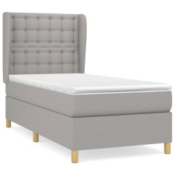 vidaXL Cama box spring con colchón tela gris claro 100x200 cm