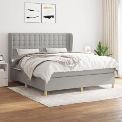 vidaXL Cama box spring con colchón tela gris claro 180x200 cm