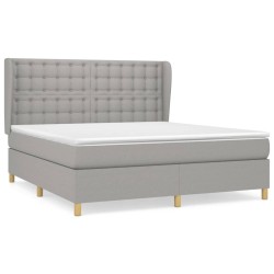 vidaXL Cama box spring con colchón tela gris claro 180x200 cm