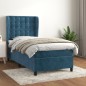 vidaXL Cama box spring con colchón terciopelo azul oscuro 90x200 cm vidaXL Cama box spring con colchón terciopelo azul oscuro 90x200 cm