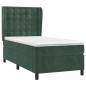 vidaXL Cama box spring con colchón terciopelo verde oscuro 100x200 cm vidaXL Cama box spring con colchón terciopelo verde oscuro 100x200 cm