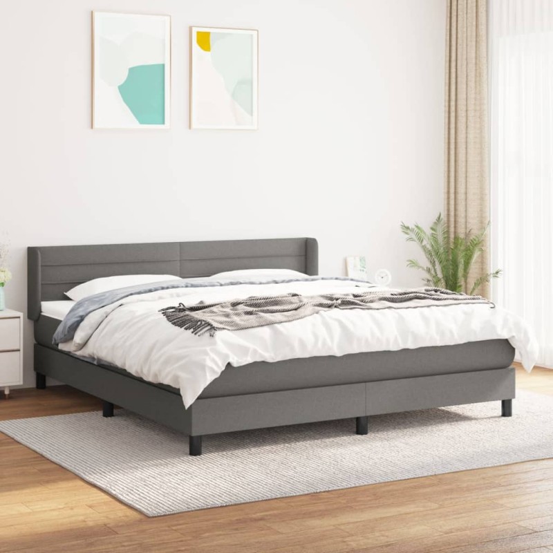 vidaXL Cama box spring con colchón tela gris oscuro 180x200 cm vidaXL Cama box spring con colchón tela gris oscuro 180x200 cm