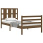 vidaXL Estructura cama con cabecero madera maciza marrón miel 90x200cm vidaXL Estructura cama con cabecero madera maciza marrón miel 90x200cm