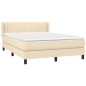 vidaXL Cama box spring con colchón tela color crema 140x200 cm vidaXL Cama box spring con colchón tela color crema 140x200 cm