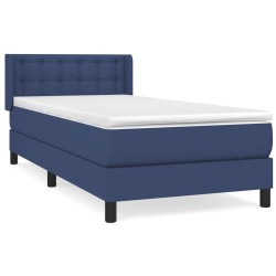vidaXL Cama box spring con colchón tela azul 90x200 cm