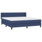 vidaXL Cama box spring con colchón tela azul 160x200 cm