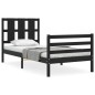 vidaXL Estructura de cama con cabecero madera maciza negro 100x200 cm vidaXL Estructura de cama con cabecero madera maciza negro 100x200 cm