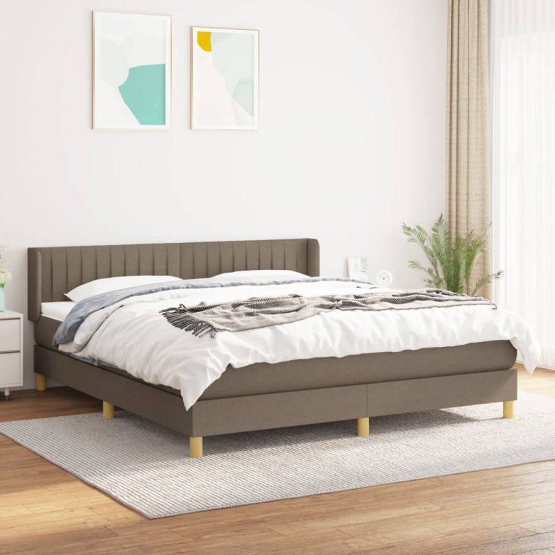 vidaXL Cama box spring con colchón tela gris taupe 180x200 cm vidaXL Cama box spring con colchón tela gris taupe 180x200 cm