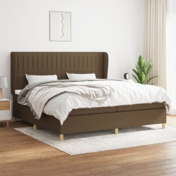 vidaXL Cama box spring con colchón tela marrón oscuro 200x200 cm