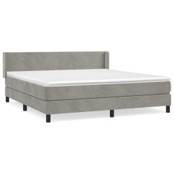 vidaXL Cama box spring con colchón terciopelo gris claro 180x200 cm