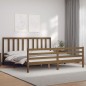 vidaXL Estructura cama y cabecero madera maciza marrón miel 200x200 cm