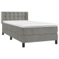 vidaXL Cama box spring con colchón terciopelo gris claro 90x190 cm vidaXL Cama box spring con colchón terciopelo gris claro 90x190 cm