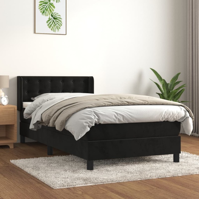 vidaXL Cama box spring con colchón cuero sintético negro 90x190 cm vidaXL Cama box spring con colchón cuero sintético negro 90x190 cm