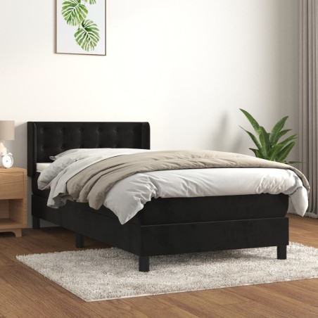 vidaXL Cama box spring con colchón cuero sintético negro 90x190 cm