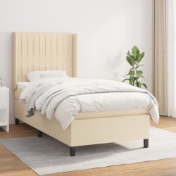 vidaXL Cama box spring con colchón tela color crema 80x200 cm