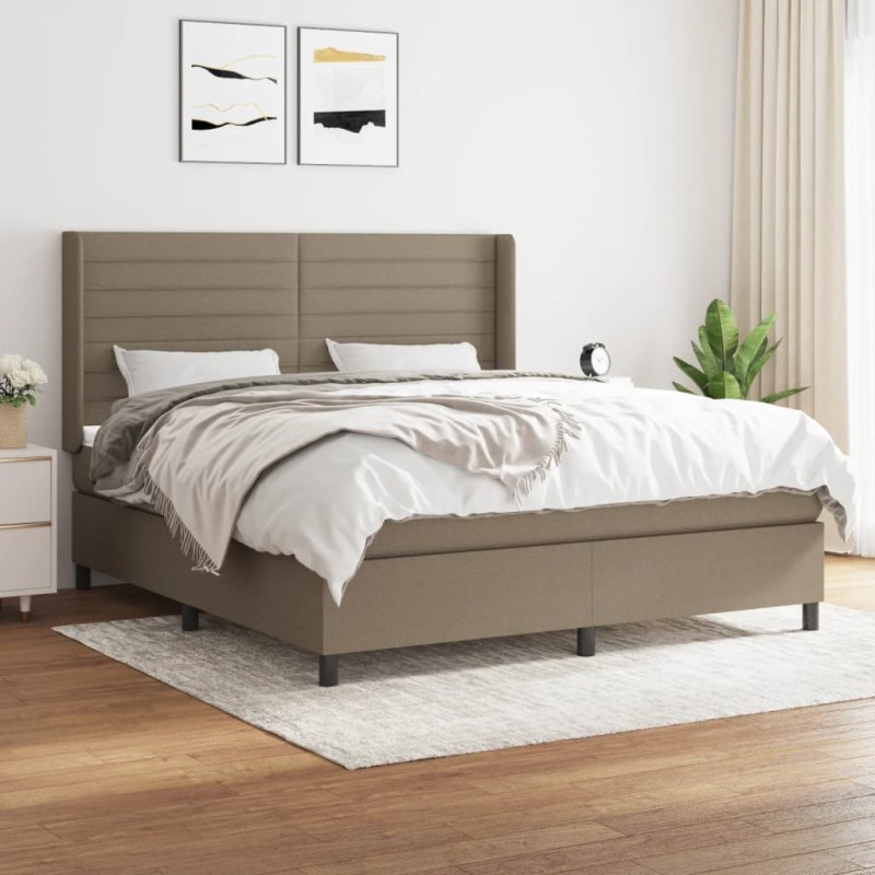 vidaXL Cama box spring con colchón tela gris taupe 180x200 cm vidaXL Cama box spring con colchón tela gris taupe 180x200 cm
