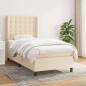 vidaXL Cama box spring con colchón tela color crema 90x200 cm