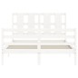 vidaXL Estructura de cama con cabecero madera maciza blanco 140x190 cm