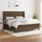 vidaXL Cama box spring con colchón tela marrón oscuro 180x200 cm