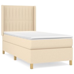 vidaXL Cama box spring con colchón tela color crema 90x190 cm