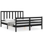 vidaXL Estructura de cama con cabecero madera maciza negro 160x200 cm vidaXL Estructura de cama con cabecero madera maciza negro 160x200 cm