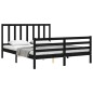 vidaXL Estructura de cama con cabecero madera maciza negro 160x200 cm vidaXL Estructura de cama con cabecero madera maciza negro 160x200 cm