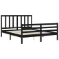 vidaXL Estructura de cama con cabecero madera maciza negro 160x200 cm vidaXL Estructura de cama con cabecero madera maciza negro 160x200 cm