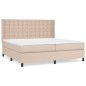 vidaXL Cama box spring con colchón cuero sintético capuchino 200x200cm vidaXL Cama box spring con colchón cuero sintético capuchino 200x200cm