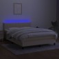 vidaXL Cama box spring colchón y luces LED tela crema 140x190 cm vidaXL Cama box spring colchón y luces LED tela crema 140x190 cm