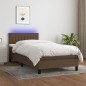 vidaXL Cama box spring colchón y luces LED tela marrón oscuro 80x200cm vidaXL Cama box spring colchón y luces LED tela marrón oscuro 80x200cm