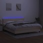 vidaXL Cama box spring colchón y luces LED tela crema 160x200 cm vidaXL Cama box spring colchón y luces LED tela crema 160x200 cm