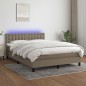 vidaXL Cama box spring colchón y luces LED tela gris taupe 140x190 cm vidaXL Cama box spring colchón y luces LED tela gris taupe 140x190 cm