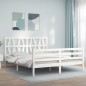 vidaXL Estructura de cama con cabecero madera maciza blanco 160x200 cm