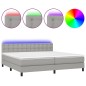 vidaXL Cama box spring con colchón tela y LED gris claro 200x200 cm vidaXL Cama box spring con colchón tela y LED gris claro 200x200 cm