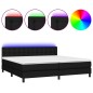 vidaXL Cama box spring colchón y luces LED tela negro 200x200 cm vidaXL Cama box spring colchón y luces LED tela negro 200x200 cm