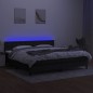 vidaXL Cama box spring colchón y luces LED tela negro 200x200 cm vidaXL Cama box spring colchón y luces LED tela negro 200x200 cm