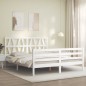 vidaXL Estructura de cama con cabecero madera maciza blanco 160x200 cm