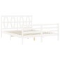vidaXL Estructura de cama con cabecero madera maciza blanco 160x200 cm