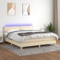 vidaXL Cama box spring con colchón y LED tela crema 180x200 cm vidaXL Cama box spring con colchón y LED tela crema 180x200 cm
