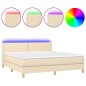 vidaXL Cama box spring con colchón y LED tela crema 180x200 cm vidaXL Cama box spring con colchón y LED tela crema 180x200 cm